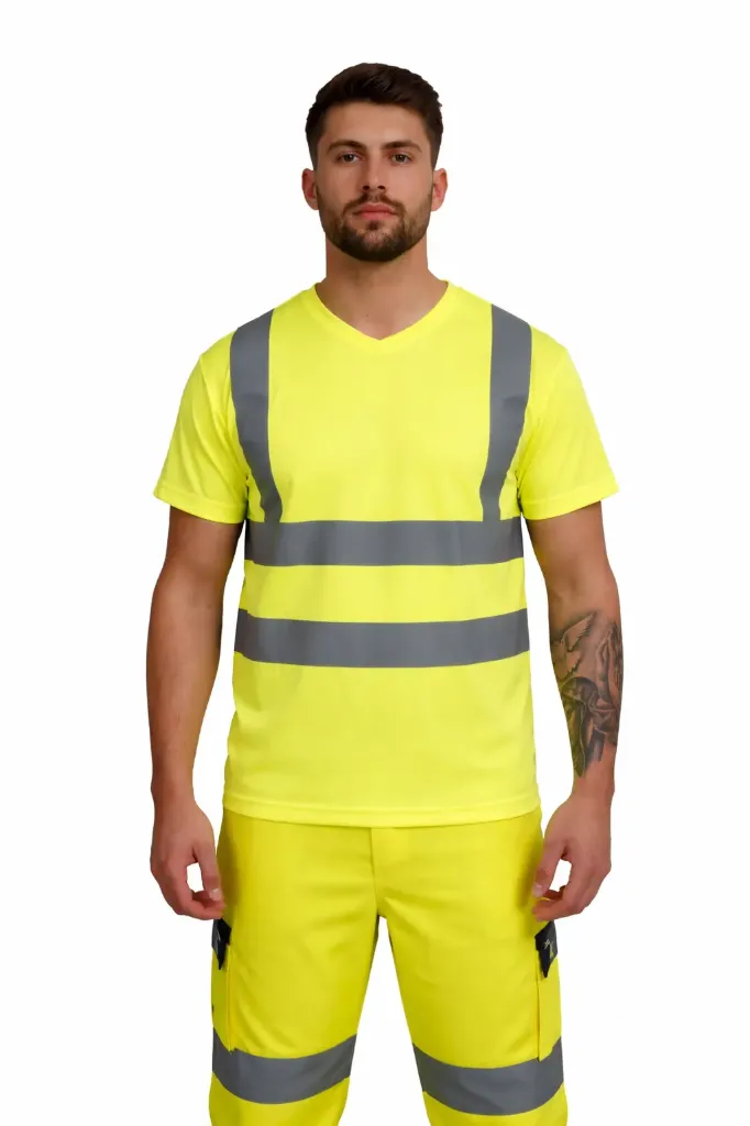 HV001 Hi-Vis V-Neck Short Sleeve T-shirt