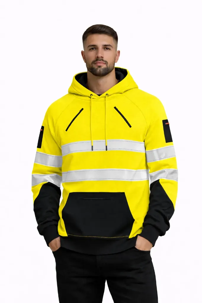 [HV092YENAS] HV092 Hi Vis Two Tone Hoody (Yellow/Navy, Small)