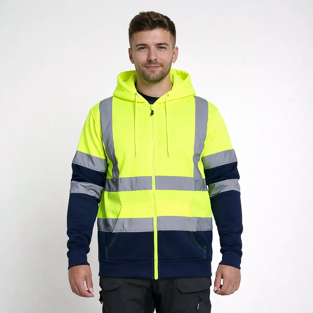 [HV314YENAS] HV314 Hi Vis Two Tone Zip Hoody (Yellow/Navy, Small)