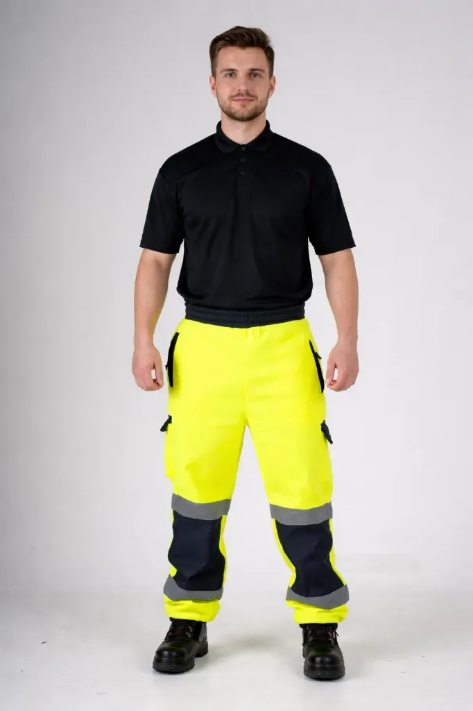 [JB04YENAS] JB04 Hi Vis Two Tone Cargo Joggers (Yellow/Navy, Small)